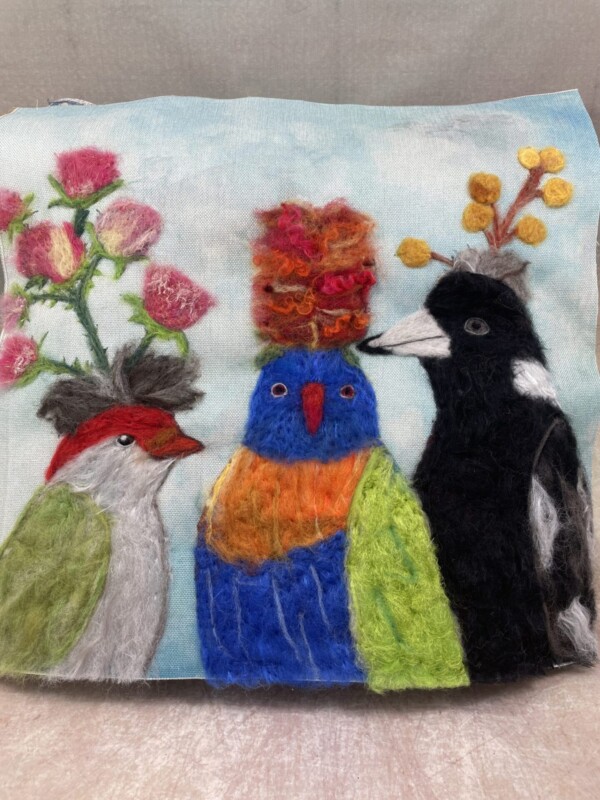 Berry Birds Wool Painting Wool Pack + Pre recorded video - Image 2