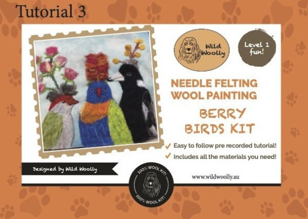 Berry Birds Wool Painting Wool Pack + Pre recorded video